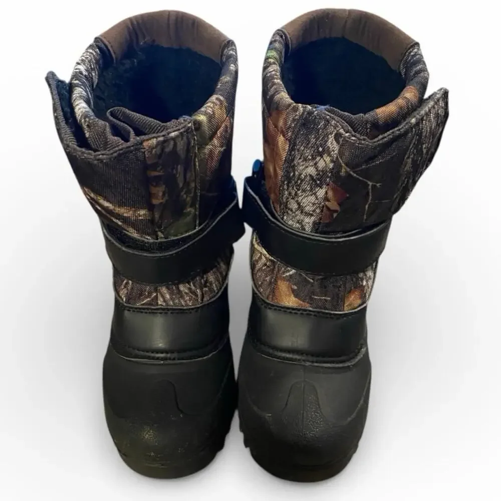 Itasca Snowboots Boys Size 13 Black Brown Camo Waterproof Pull On Boots